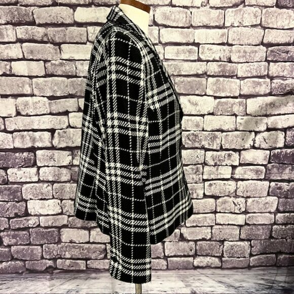 JM Collection Black & White Long Sleeve Fully Lined Blazer Size 16 - Picture 8 of 9